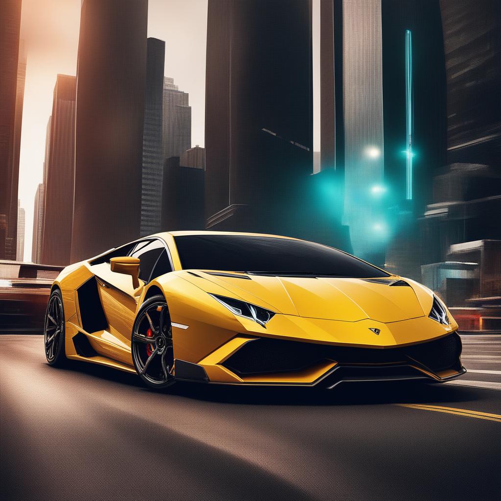 A thrilling digital art piece depicting a Lamborghini as an Autobot from the Transformers franchise