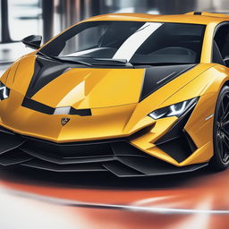 A thrilling digital art piece depicting a Lamborghini as an Autobot from the Transformers franchise