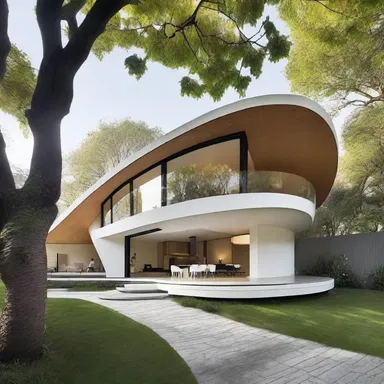 The architect intentionally designed the house to have an unnaturally curved roof, giving it a unique and modern look.