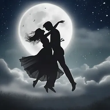 The lovers danced unnaturally under the moonlight, defying gravity and moving in perfect synchrony.