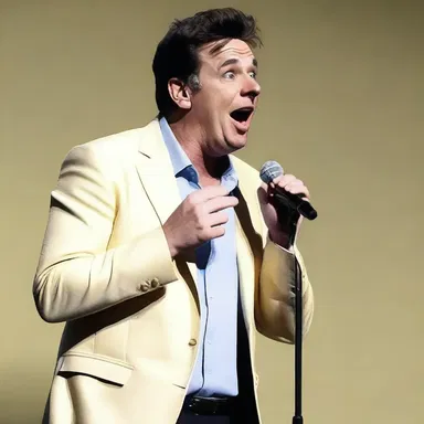 The comedian told the joke unnaturally, attempting to make his audience laugh.