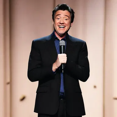 The comedian told the joke unnaturally, attempting to make his audience laugh.