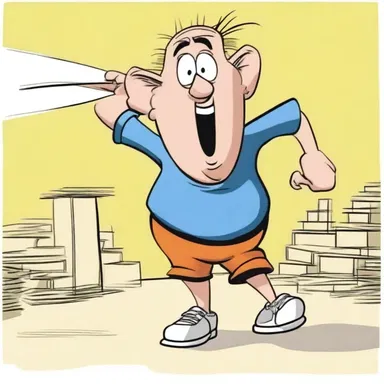 The character in the cartoon moved in an unnaturally fast and exaggerated manner.