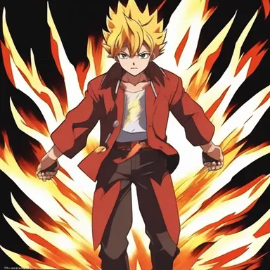 In the anime, the main character has the ability to control fire through his unnaturally strong powers.