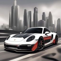 A digital art piece depicting a Porsche as a member of the Autobots from the Transformers series