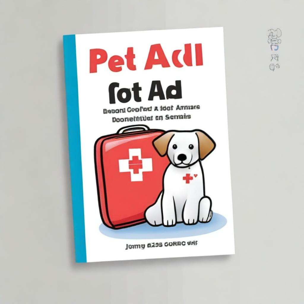 A high-quality digital art image of a pocket guide cover titled 'Pet First Aid'