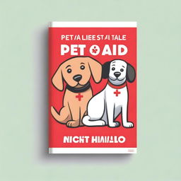 A high-quality digital art image of a pocket guide cover titled 'Pet First Aid'