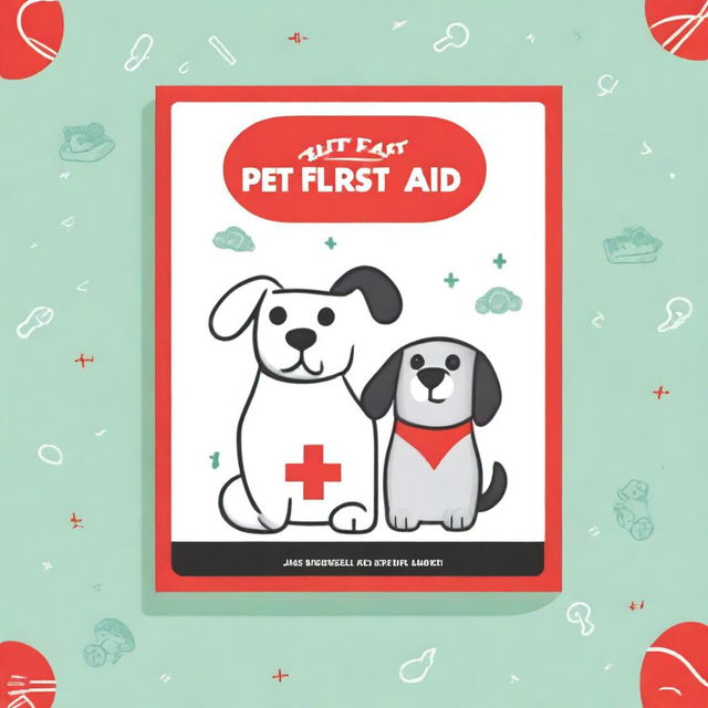 A high-quality digital art image of a pocket guide cover titled 'Pet First Aid'