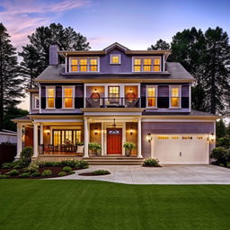 Modern classic home exterior with a tasteful color scheme showcasing curb appeal and architectural details.