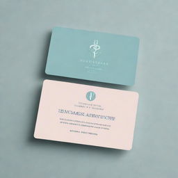 A professional and sophisticated doctor's visit card design, featuring medical symbols, clean lines, and a palette of serene colors.