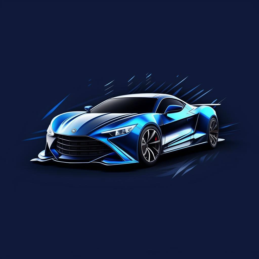 Design a dynamic blue car logo, combining sleek lines and a contemporary style, emblematic of speed and precision, for a modern automotive brand.