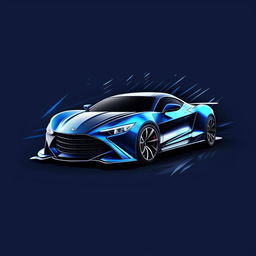 Design a dynamic blue car logo, combining sleek lines and a contemporary style, emblematic of speed and precision, for a modern automotive brand.