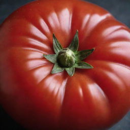 A ripe, juicy tomato with vibrant red outer skin and glistening seeds inside.