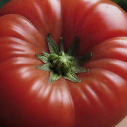 A ripe, juicy tomato with vibrant red outer skin and glistening seeds inside.