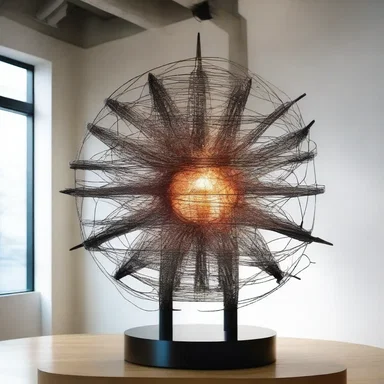 The artist created a stunning sculpture inspired by the concept of a bolometer, representing the measurement of heat radiation through intricate metal work.