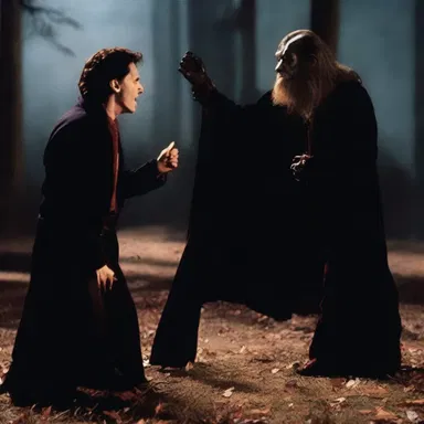 In the horror movie, the face-off between the vampire and the werewolf resulted in a thrilling battle.