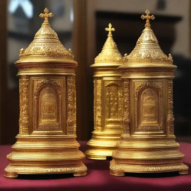 The holy relics were ensiled in a sacred shrine.