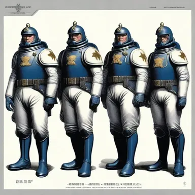 The futuristic space marines in the science fiction novel proudly sported their grade insignia on their uniforms.