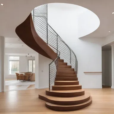 The architect decided to include a unique feature in the staircase design by allowing the handrail to unreel and create a spiraling effect.