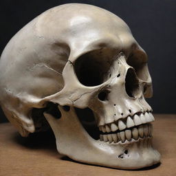 An enormous skull, intricately detailed and eerily realistic.