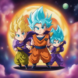 This is a digital art image featuring Zeno from Dragonball Super in his characteristic chibi-style