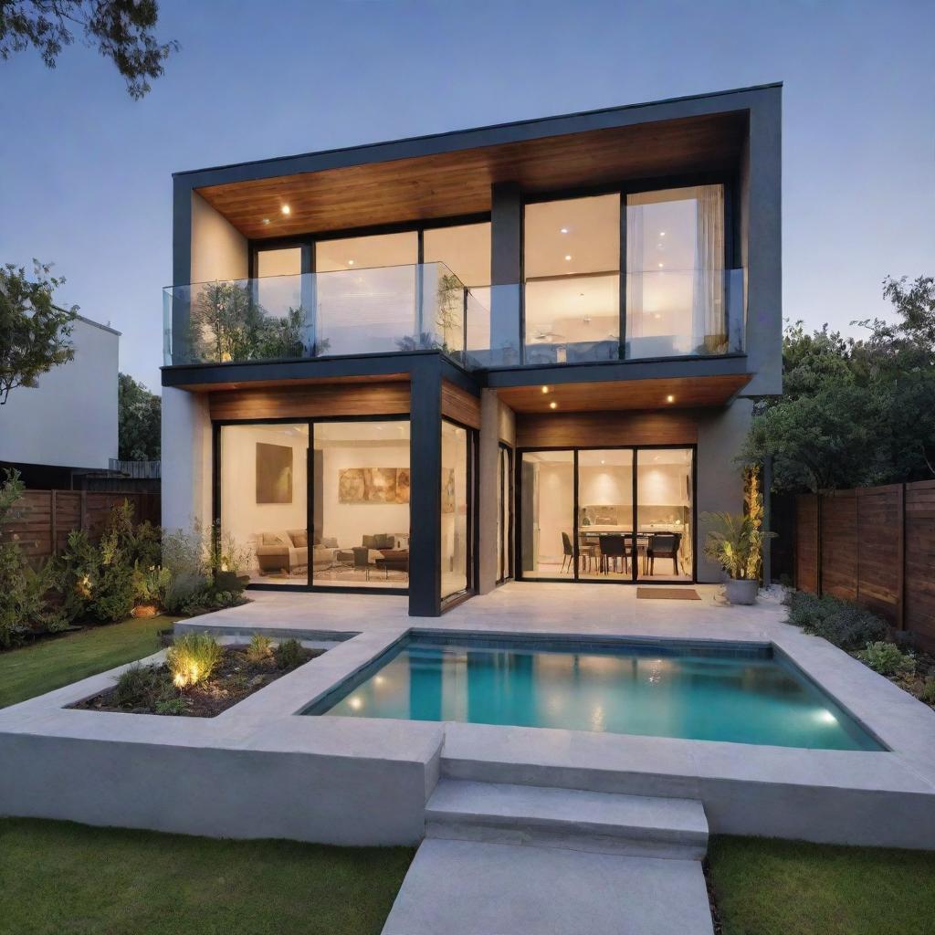 Design a detailed and contemporary house with a modern aesthetic.