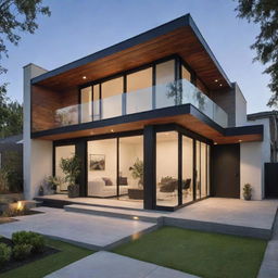 Design a detailed and contemporary house with a modern aesthetic.