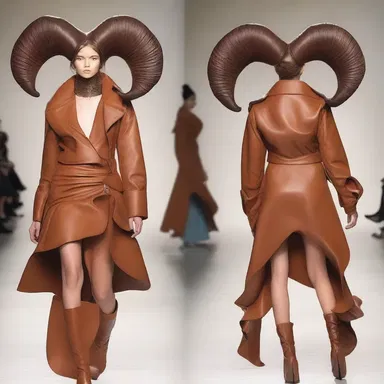 The fashion designer took inspiration from the cimarron's massive curled horns and incorporated them into the collection.
