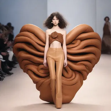 The fashion designer took inspiration from the cimarron's massive curled horns and incorporated them into the collection.