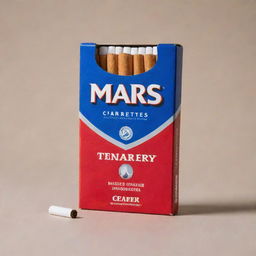 A packet of MARS brand cigarettes in vibrant packaging, featuring a click for blueberry flavour enhancement, set against a simple, neutral background.