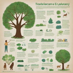 Design an engaging poster about preserving the ecosystem, incorporating elements of nature and actions humans can take for conservation