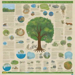 Design an engaging poster about preserving the ecosystem, incorporating elements of nature and actions humans can take for conservation