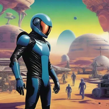 In the science fiction novel, the middleman in the intergalactic trade network buys exotic alien goods and sells them to traders across different planets.