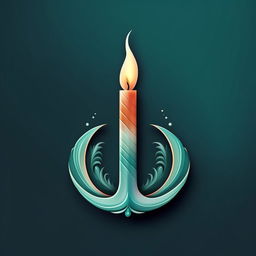 Create a logo with the letter 'I' shaped like a candle in turquoise and dark salmon with white highlights.