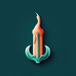 Create a logo with the letter 'I' shaped like a candle in turquoise and dark salmon with white highlights.