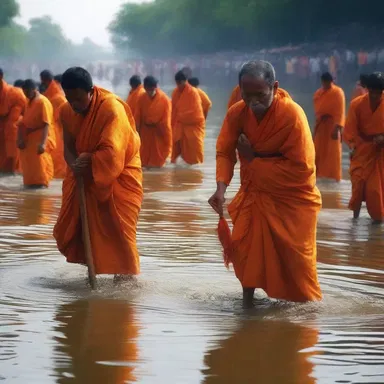 During the festival, the devotees performed a ritual where they released sweepers into the river as a symbol of cleansing and purification.