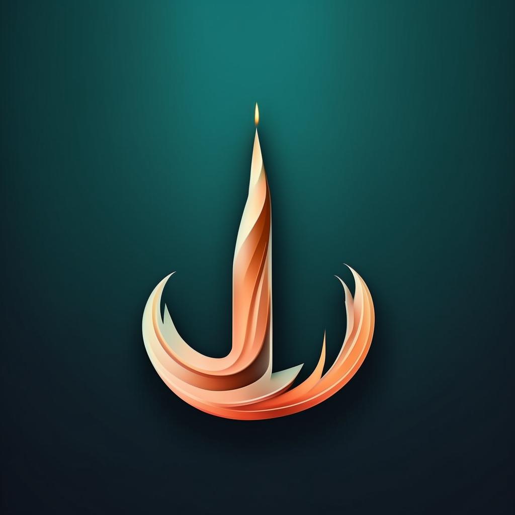 Create a logo with the letter 'I' shaped like a candle in turquoise and dark salmon with white highlights.