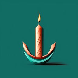 Create a logo with the letter 'I' shaped like a candle in turquoise and dark salmon with white highlights.