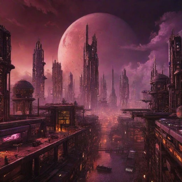 An artistic representation of a Cyberpunk city on Venus, adapting to the planet's extreme atmospheric conditions, showcasing futuristic, neon-lit structures surrounded by intense heat and sulfuric clouds.