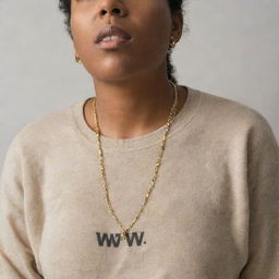 Nondescript persona wearing a gold chain with the word 'www' prominently displayed.