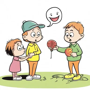 In the cartoon, the greedy character showed his stinginess by refusing to share his candy with the other characters.