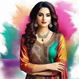 A high-quality digital art image featuring the Pakistani actress, Merub Ali