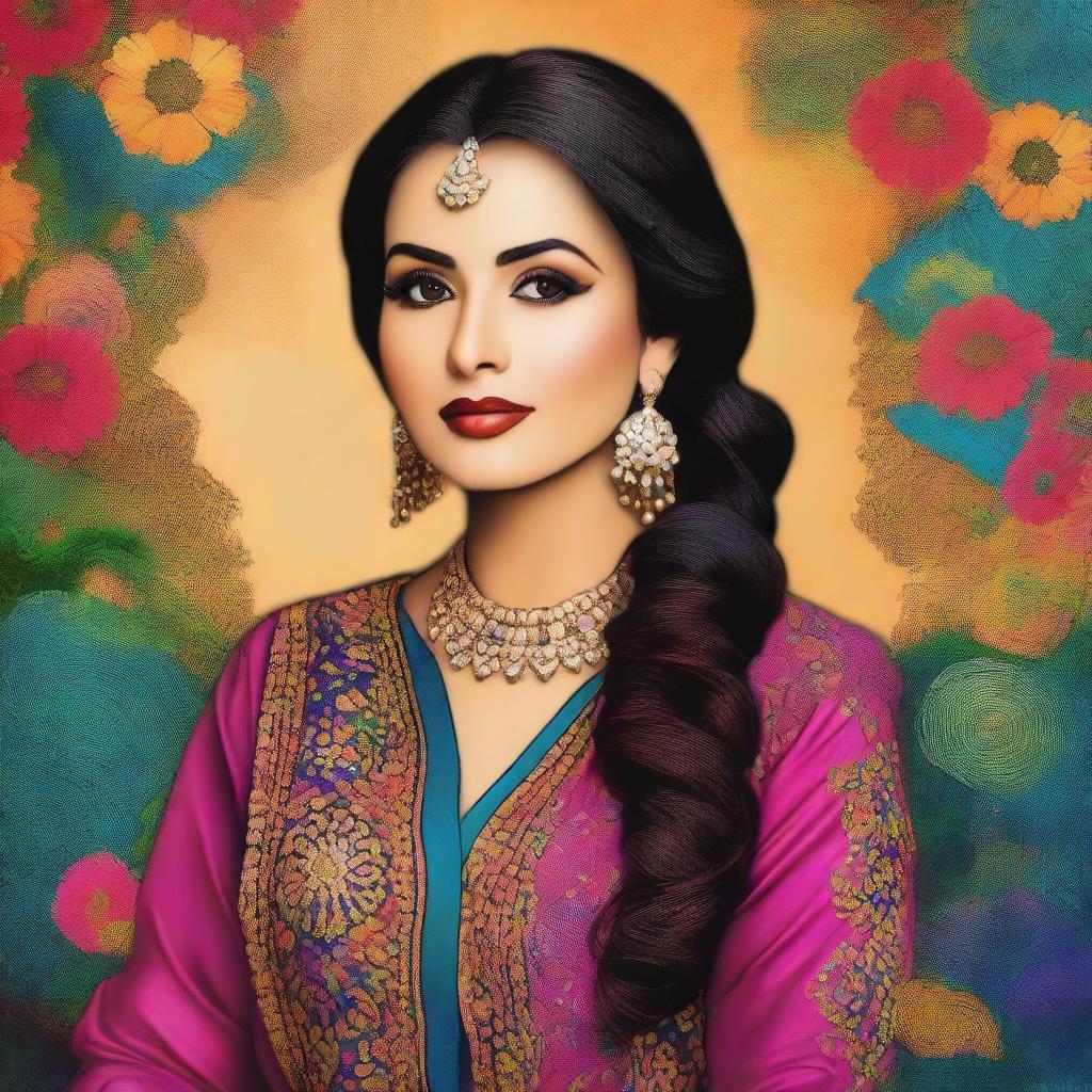 A high-quality digital art image featuring the Pakistani actress, Merub Ali