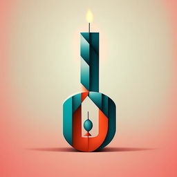 Abstract block art logo, simplified 'i'-shaped candle motif in turquoise, dark salmon, white.