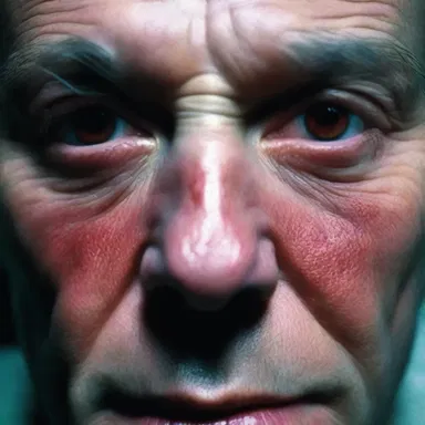 In the dark and eerie movie, the main character suffers from ophthalmia, causing severe redness and swelling in his eyes.