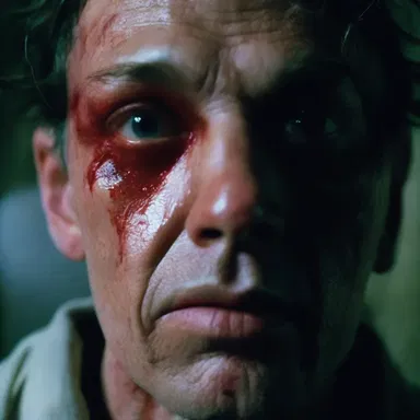 In the dark and eerie movie, the main character suffers from ophthalmia, causing severe redness and swelling in his eyes.