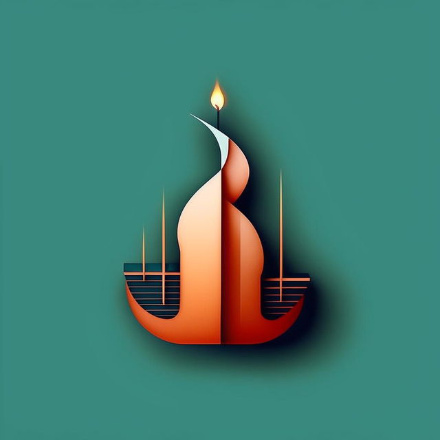 Abstract block art logo, simplified 'i'-shaped candle motif in turquoise, dark salmon, white.