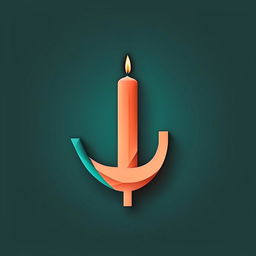 Abstract, blocky logo of an uppercase 'I' resembling a candle, in flat turquoise, dark salmon, no shading.