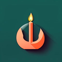 Abstract, blocky logo of an uppercase 'I' resembling a candle, in flat turquoise, dark salmon, no shading.