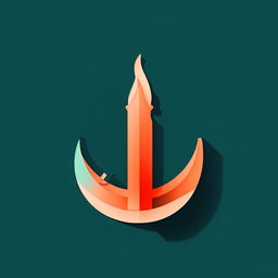 Abstract, blocky logo of an uppercase 'I' resembling a candle, in flat turquoise, dark salmon, no shading.